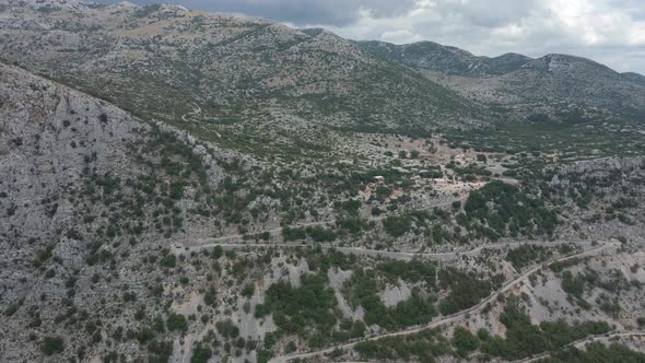 Aerial View of a Mountain Road at the Entrance to the Natural Park Biokovo Croatia