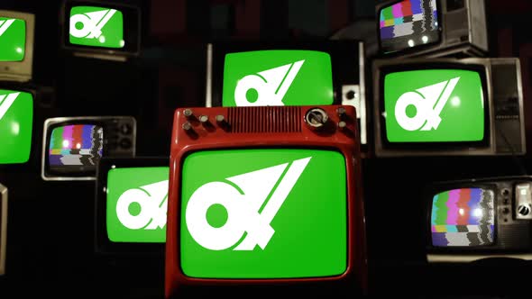 Flag of Mie Prefecture, Japan, and Retro TVs. alt