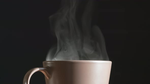 Fragrant Steam Over Brown Coffee Mug