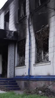 Vertical Video of a Wartorn Police Station in Ukraine alt