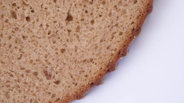 slice of bread rotates close-up
