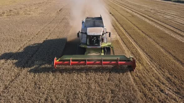Aerial Combine Harvester in Action