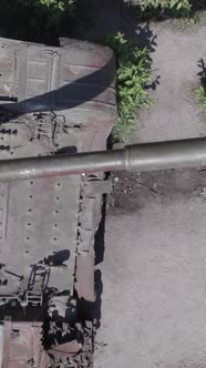 Vertical Video of a Destroyed Russian Military Equipment During the War in Ukraine alt