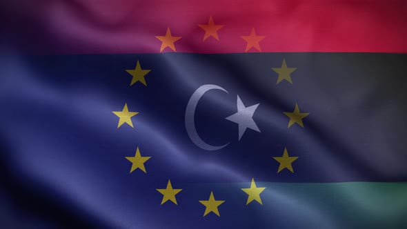 EU Libya Flag Loop Background 4K