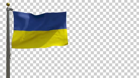 Chemnitz City Flag (Germany) on Flagpole with Alpha Channel - 4K alt