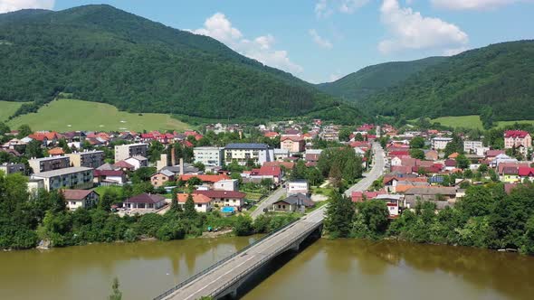 Aerial view of Margecany village in Slovakia alt