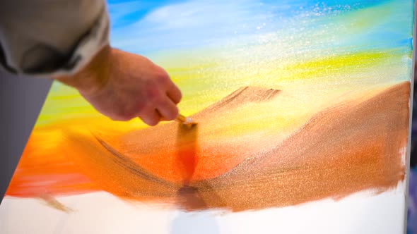 Oil paint, painting with brush. alt