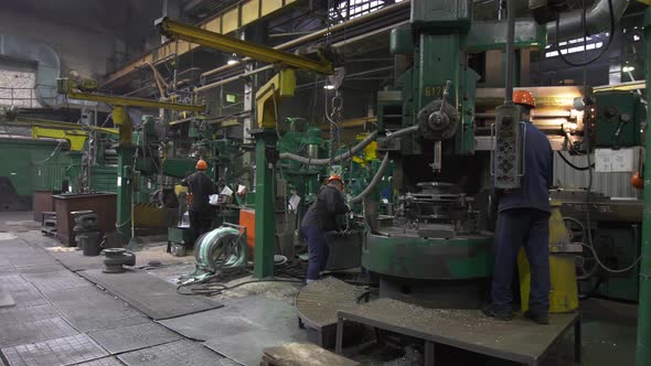 Factory Production Site Production Workers Doing Job Parts and Machinery Production Machines Factory alt