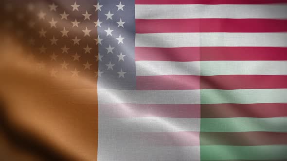 USA Cote Divoire Flag Loop Background 4K