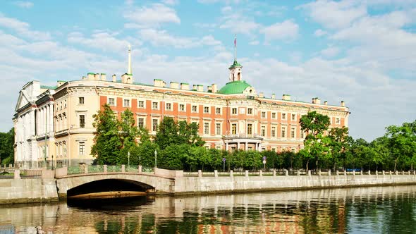 Michael Palace and Fontanka river in the summer, St Petersburg, Russia