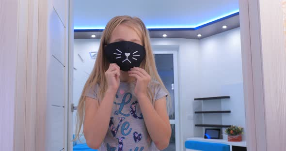 Girl Puts on a Mask