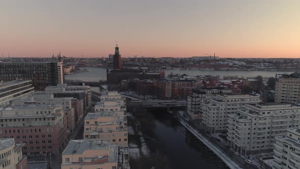 Aerial View of Stockholm City and Town Hall