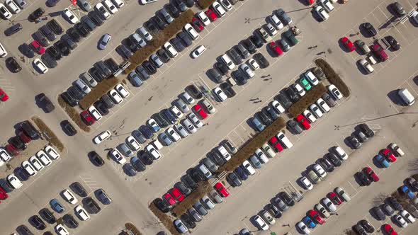 Top Aerial View of Many Cars on a Parking Lot or Sale Car Dealer Market alt