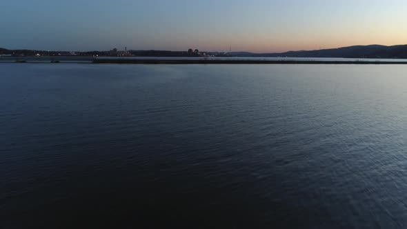 Flying Over Hudson River at Sunset alt