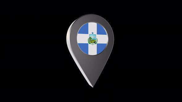 3d Animation Map Navigation Pointer With Flag Of Manta (Ecuador) With Alpha Channel - 4K alt
