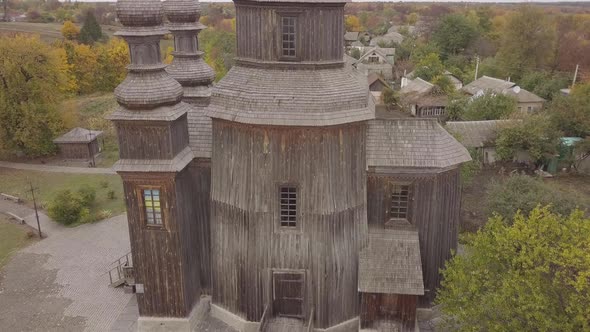 Wooden Cossacks St George Church in Ukrainian Village Sedniv Near Chernihiv alt