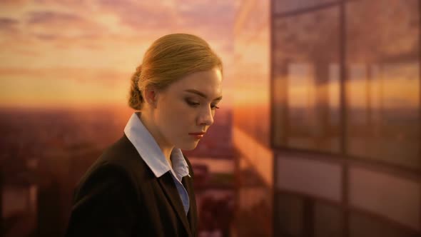 Business Woman Dissatisfied With Financial Report, Scolding Colleague on Phone alt