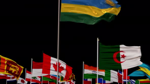 Rwanda Flag With World Flags In Alpha Channel