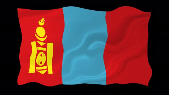 Mongolia Flag Wave Motion Black Background