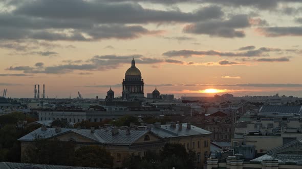 Saint Petersburg Rooftops Aerial View Beautiful Sunset alt