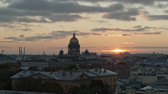 Saint Petersburg Rooftops Aerial View Beautiful Sunset