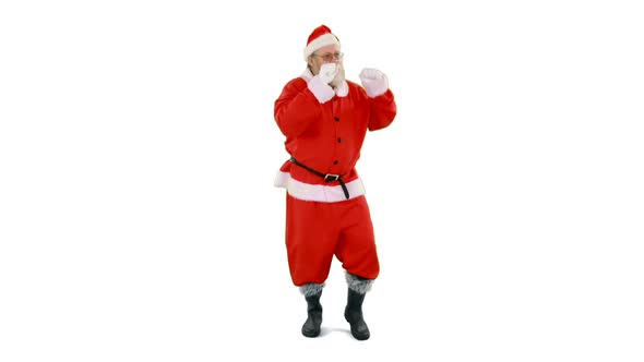 Santa claus dancing against white background alt