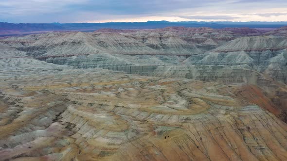 Aerial view of Aktau Mountains, Altyn Emel, Kazakhstan alt