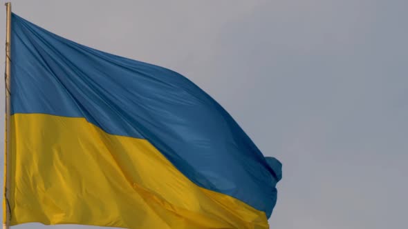 Slow Motion of Ukraine Flag Waving