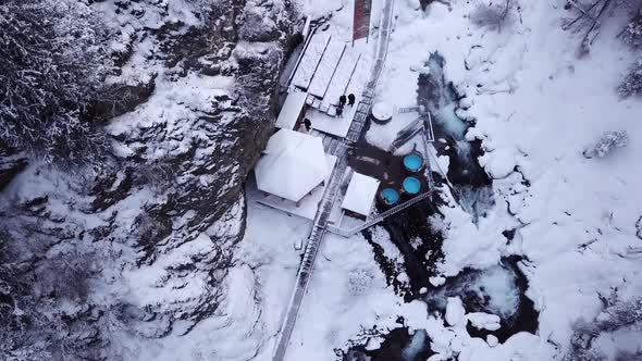 Hot Springs in the Snowy Forest and Mountains alt