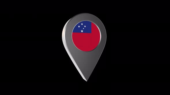 3d Animation Map Pointer With Samoa Flag With Alpha Channel - 4K alt