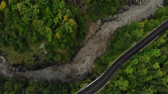Beautiful river and forest from the air. alt