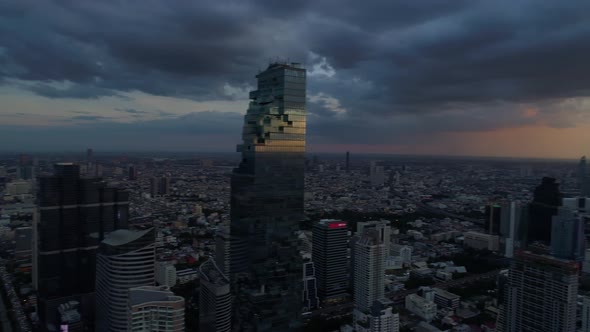 4K aerial drone footage of Bangkok skyline. alt
