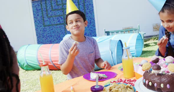 Friends having dessert during birthday party 4k alt