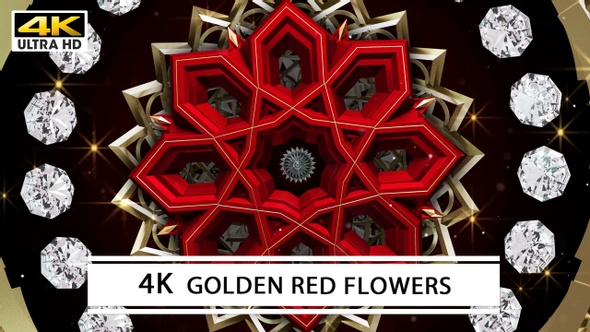 4K Golden Red Flowers