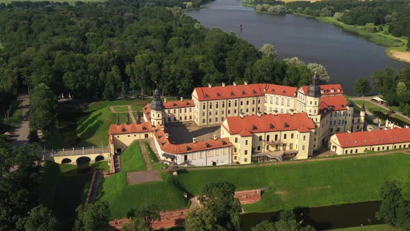Top View of the Nesvizh Castle in the Daytime