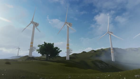 Wind Turbines Loopable 4K