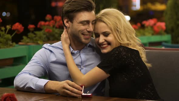 Lady Accepting Proposal from Beloved Man Saying Yes to Getting Married Engaged alt