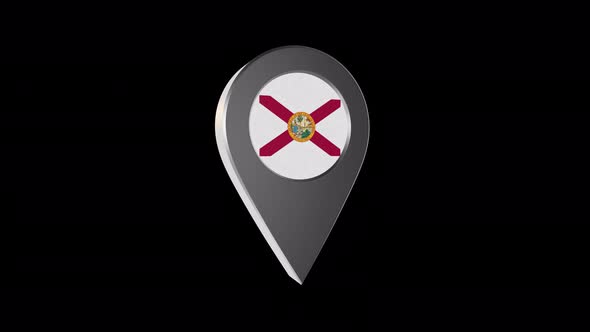 3d Animation Map Navigation Pointer With Florida Flag With Alpha Channel  - 4K alt