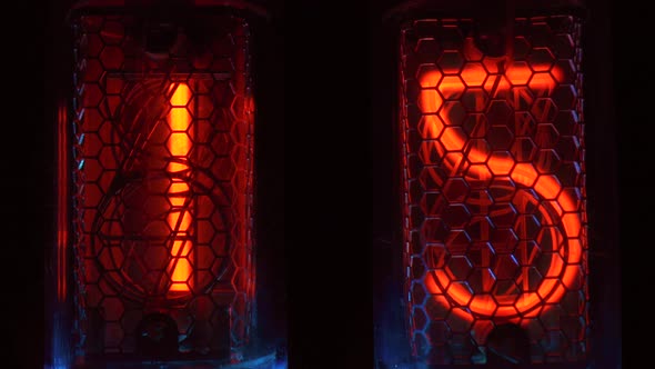 Clock on the Old Gas Discharge Lamps alt