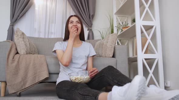 Home Relax Laughing Woman Enjoying Movie Happy alt