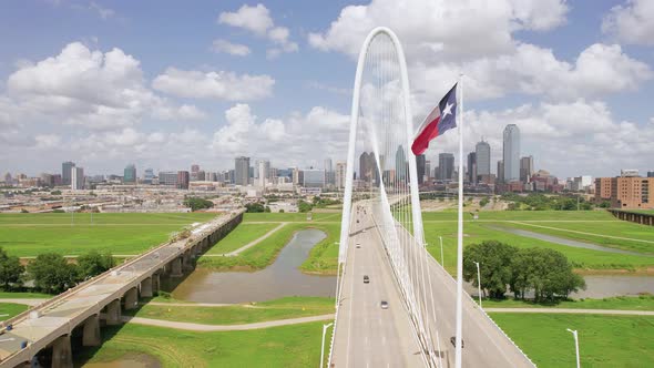 Texas Flag Downtown Dallas Skyline