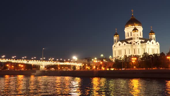 The Bridge Near the Cathedral of Christ the Savior in Moscow Russia