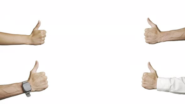 Closeup Hands of People are Showing a Class with a Thumbs Up on a White Background alt