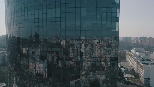 Aerial View of Glass Skyscraper in Kiev
