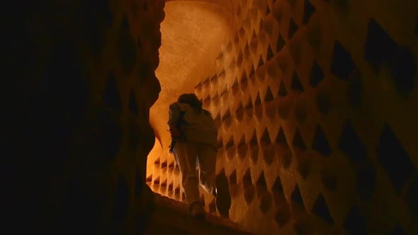 Tourist In Traditional Iranian Pigeon House alt