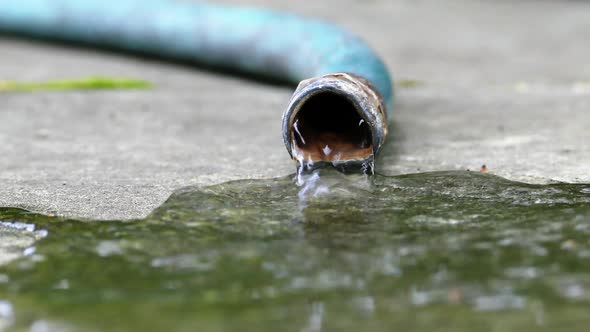 Garden water hose close up