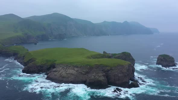 Cape End of the World on Shikotan Island, Lesser Kuril Chain, Coastline of Pacific Ocean, Russia.