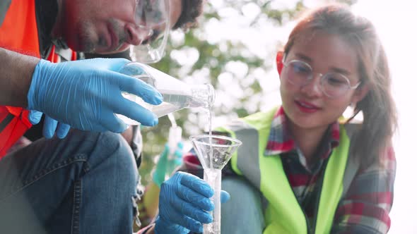 The ecologist team collected samples of factory wastewater in a test tube