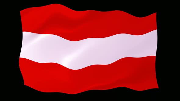 Austria Flag Waving Animated Black Background