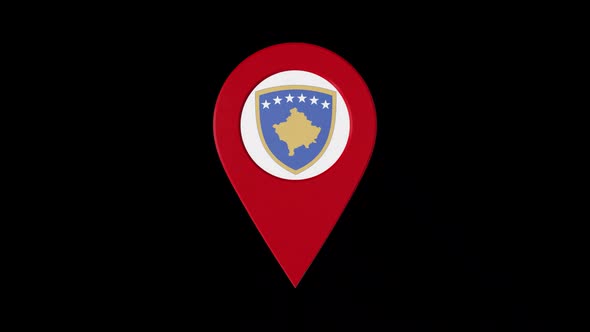 3D Rotating Pin Icon Animation With Kosovo Coat Of Arms Alpha Channel 2K alt